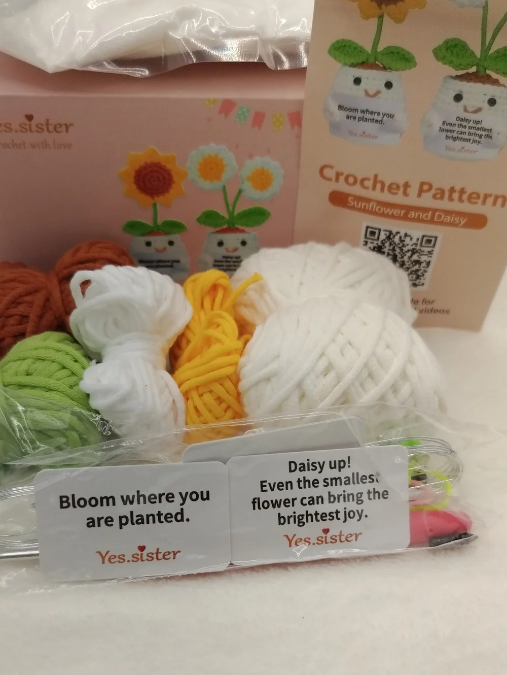 Emotional Support Amigurumi Sunflower Daisy Flower Crochet Kit DIY 5